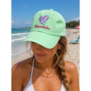 Okeechobee Flip-Flop Beach Hat  Pastel Green Distressed Adjustable Women's Cap